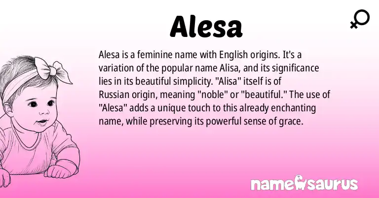 Infographic about Alesa name meaning, Alesa is a name from English origin(s).