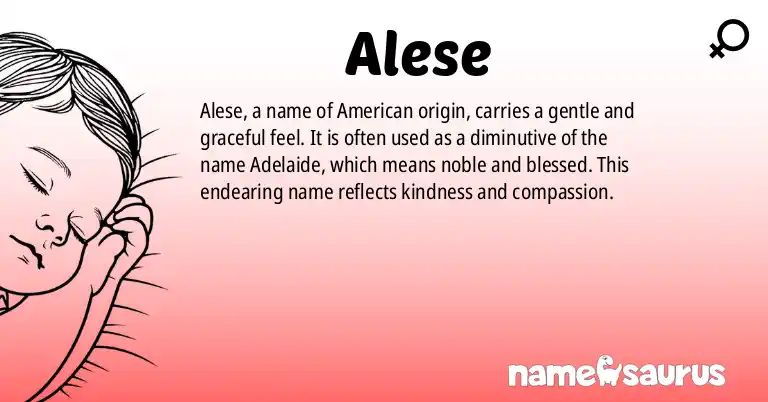 Infographic about Alese name meaning, Alese is a name from American origin(s).