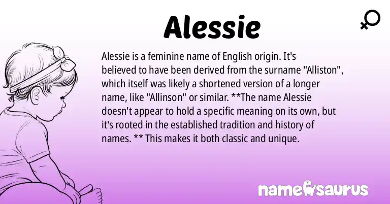 Infographic about Alessie name meaning, Alessie is a name from English origin(s).