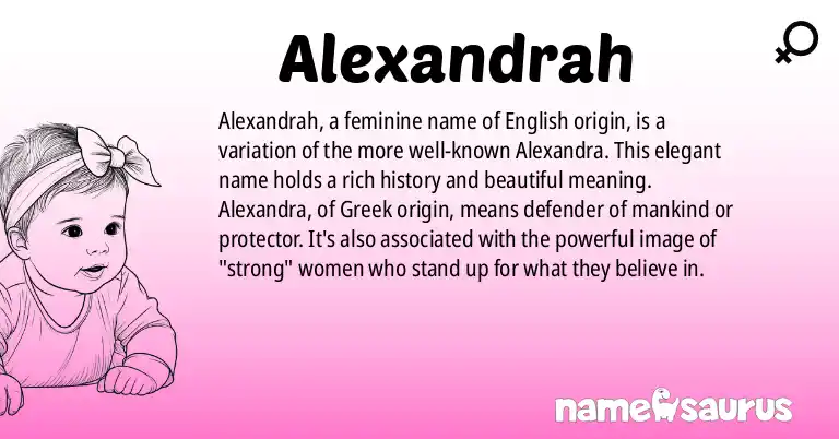 Infographic about Alexandrah name meaning, Alexandrah is a name from English origin(s).