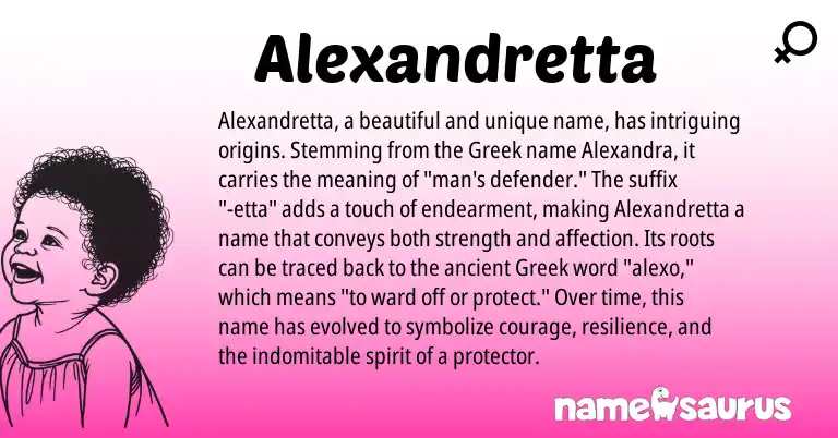 Infographic about Alexandretta name meaning, Alexandretta is a name from Greek origin(s).