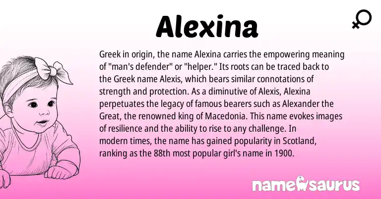 Infographic about Alexina name meaning, Alexina is a name from Greek origin(s).