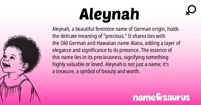 Infographic about Aleynah name meaning, Aleynah is a name from German origin(s).