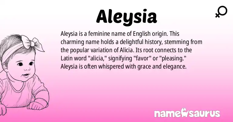 Infographic about Aleysia name meaning, Aleysia is a name from English origin(s).