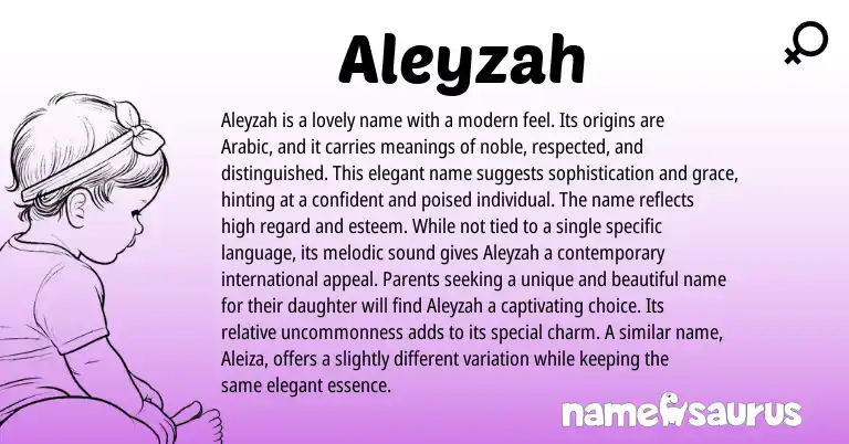 Infographic about Aleyzah name meaning, Aleyzah is a name from Arabic origin(s).