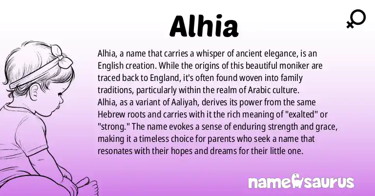 Infographic about Alhia name meaning, Alhia is a name from English origin(s).