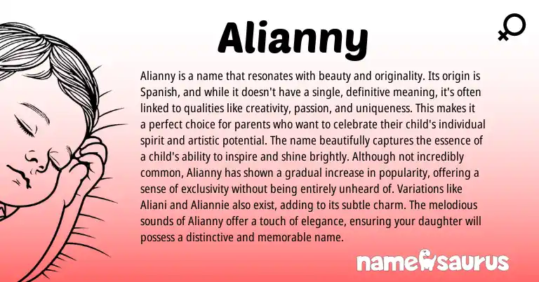 Infographic about Alianny name meaning, Alianny is a name from Spanish origin(s).