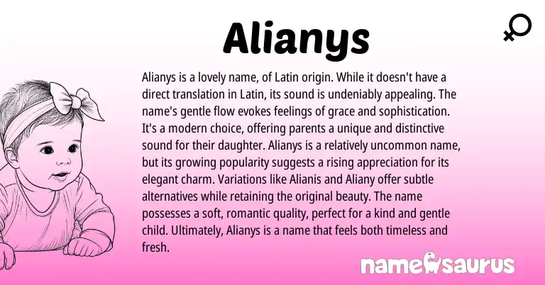 Infographic about Alianys name meaning, Alianys is a name from Latin origin(s).