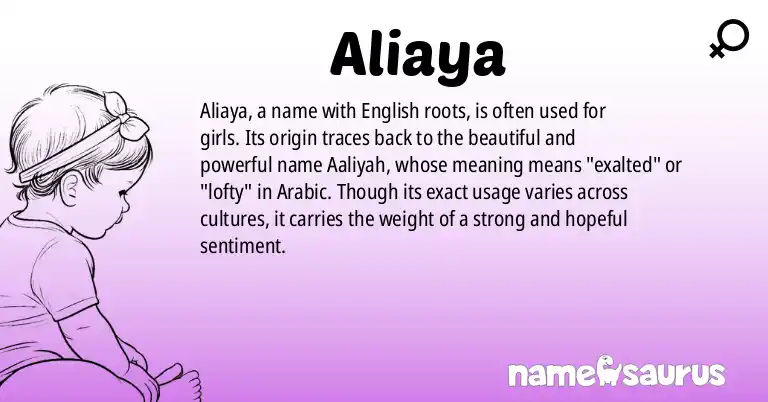 Infographic about Aliaya name meaning, Aliaya is a name from English origin(s).
