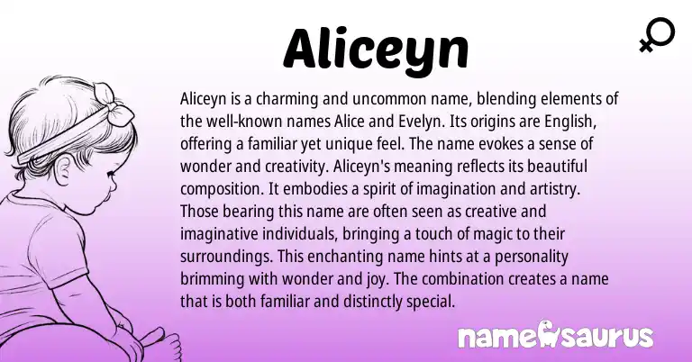 Infographic about Aliceyn name meaning, Aliceyn is a name from Other origin(s).