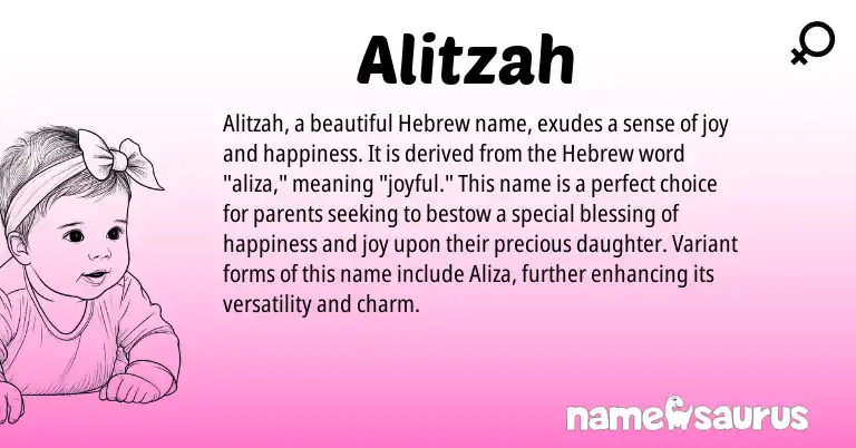 Infographic about Alitzah name meaning, Alitzah is a name from Hebrew origin(s).