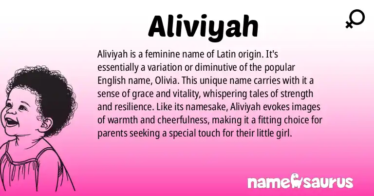 Infographic about Aliviyah name meaning, Aliviyah is a name from N/A origin(s).