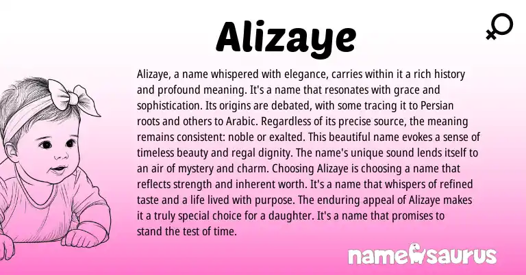 Infographic about Alizaye name meaning, Alizaye is a name from Persian origin(s).