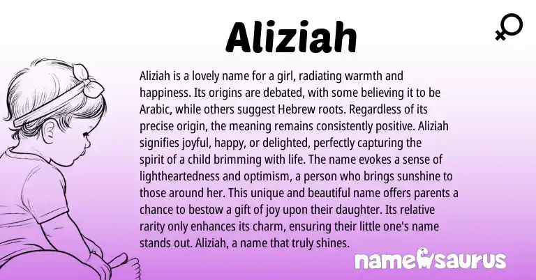 Infographic about Aliziah name meaning, Aliziah is a name from Hebrew, Arabic origin(s).