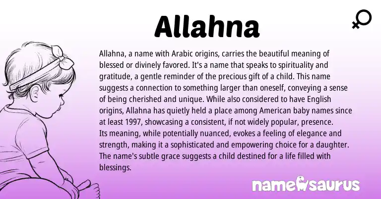 Infographic about Allahna name meaning, Allahna is a name from Arabic origin(s).