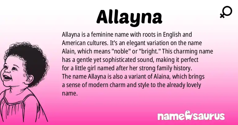 Infographic about Allayna name meaning, Allayna is a name from English (American), American origin(s).