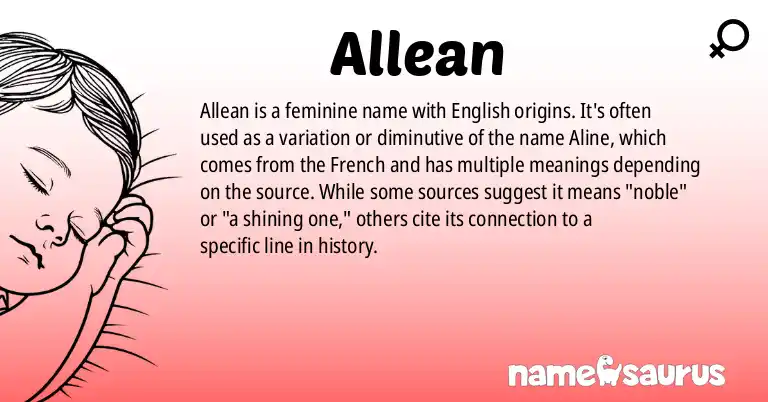 Infographic about Allean name meaning, Allean is a name from English origin(s).