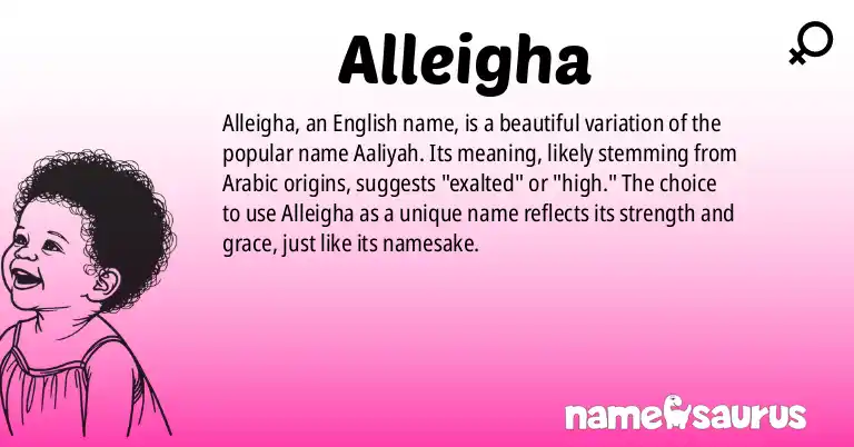 Infographic about Alleigha name meaning, Alleigha is a name from English origin(s).