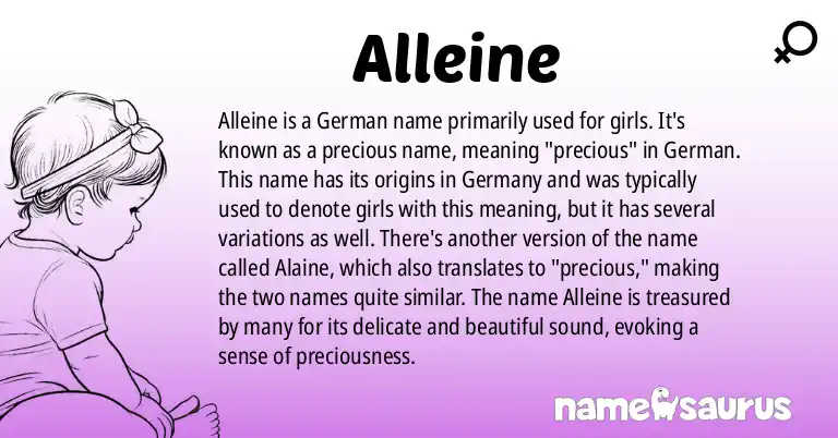 Infographic about Alleine name meaning, Alleine is a name from German origin(s).