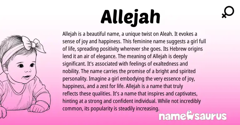 Infographic about Allejah name meaning, Allejah is a name from Other origin(s).