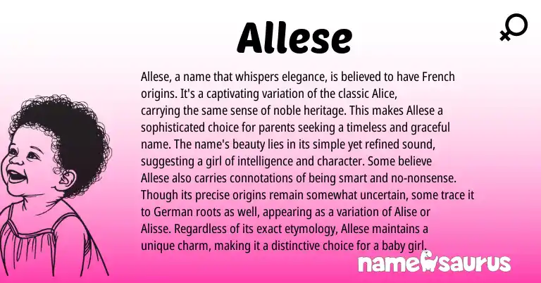 Infographic about Allese name meaning, Allese is a name from French origin(s).