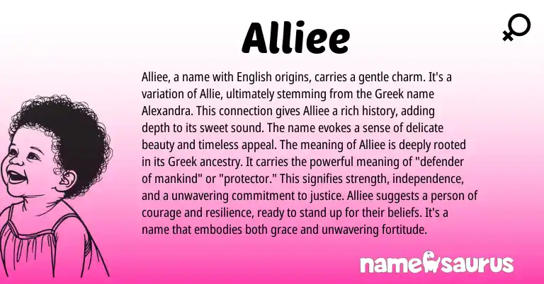 Infographic about Alliee name meaning, Alliee is a name from Greek origin(s).