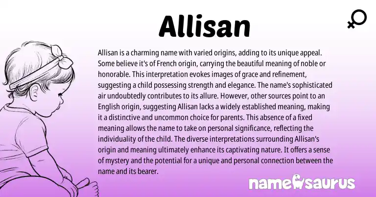 Infographic about Allisan name meaning, Allisan is a name from French, English origin(s).