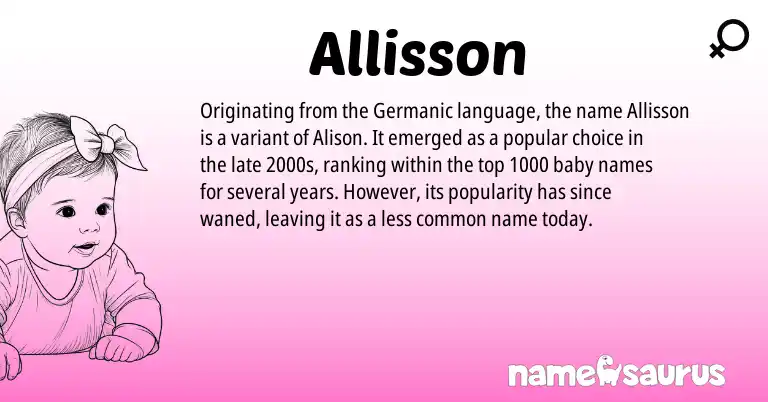 Infographic about Allisson name meaning, Allisson is a name from Germanic origin(s).
