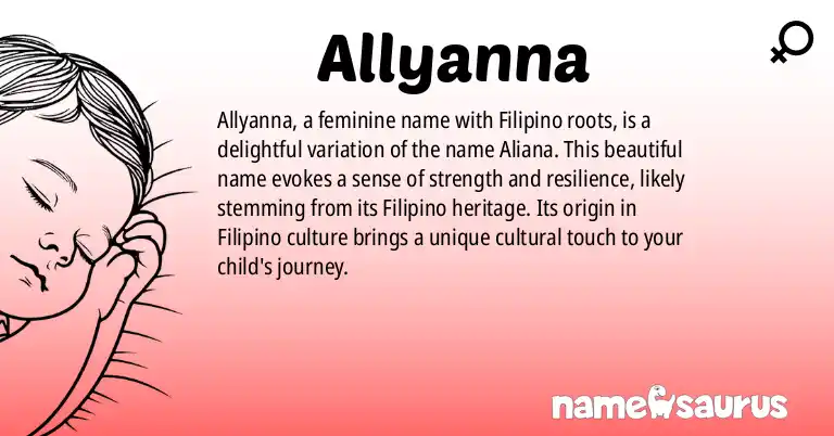 Infographic about Allyanna name meaning, Allyanna is a name from Filipino origin(s).
