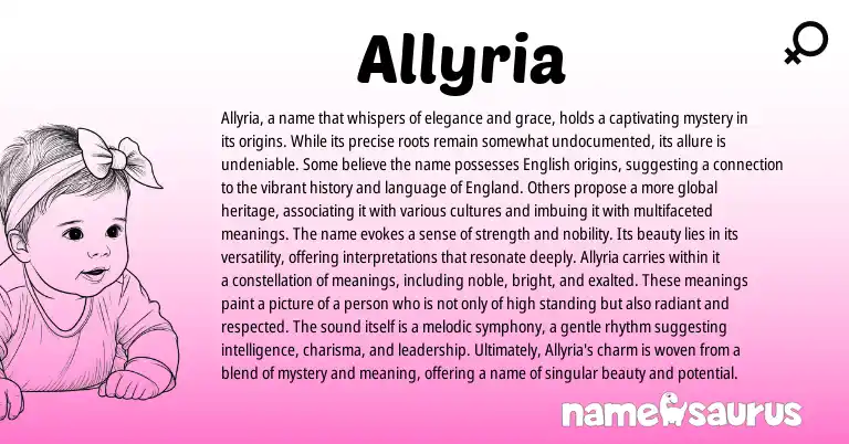 Infographic about Allyria name meaning, Allyria is a name from Other origin(s).
