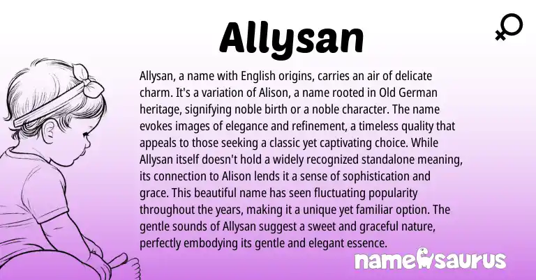 Infographic about Allysan name meaning, Allysan is a name from Germanic origin(s).