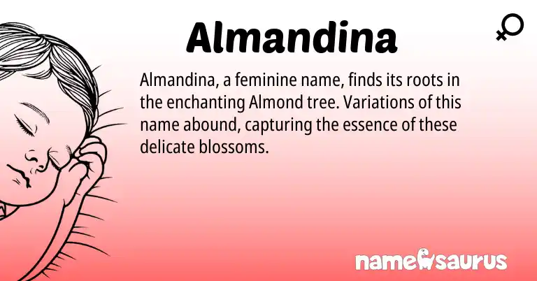 Infographic about Almandina name meaning, Almandina is a name from N/A origin(s).