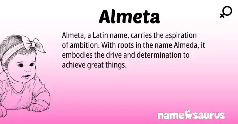 Infographic about Almeta name meaning, Almeta is a name from Latin origin(s).