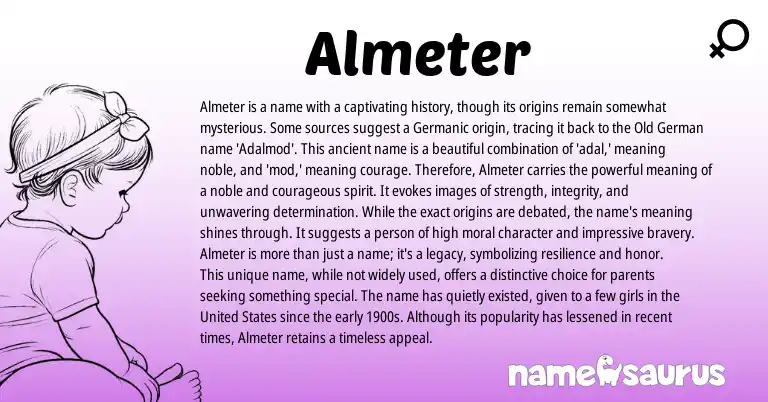 Infographic about Almeter name meaning, Almeter is a name from Germanic, English origin(s).