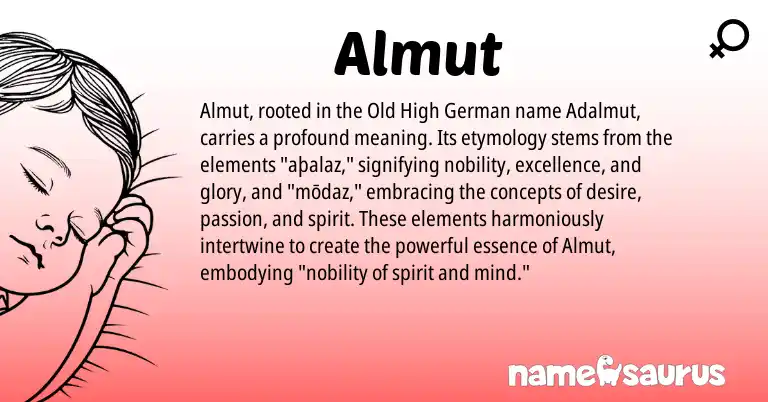Infographic about Almut name meaning, Almut is a name from Old High German origin(s).