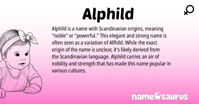 Infographic about Alphild name meaning, Alphild is a name from Scandinavian origin(s).
