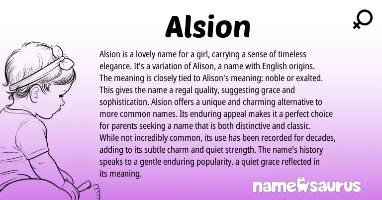 Infographic about Alsion name meaning, Alsion is a name from Other origin(s).