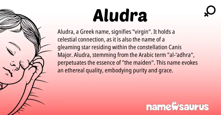 Infographic about Aludra name meaning, Aludra is a name from Arabic, Greek origin(s).