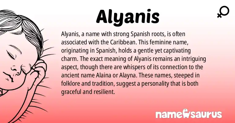 Infographic about Alyanis name meaning, Alyanis is a name from Spanish (Caribbean) origin(s).