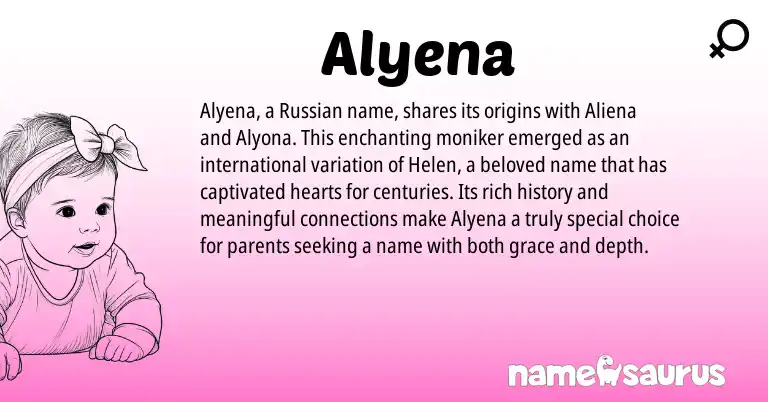 Infographic about Alyena name meaning, Alyena is a name from Russian origin(s).