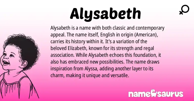 Infographic about Alysabeth name meaning, Alysabeth is a name from English (American) origin(s).