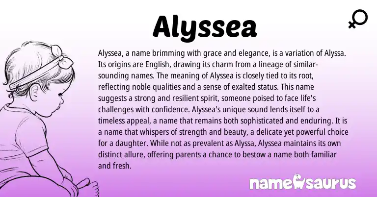 Infographic about Alyssea name meaning, Alyssea is a name from Other origin(s).