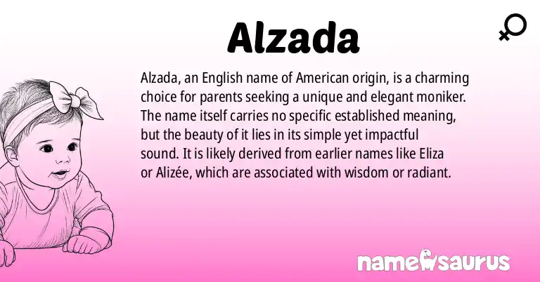 Infographic about Alzada name meaning, Alzada is a name from English (American) origin(s).