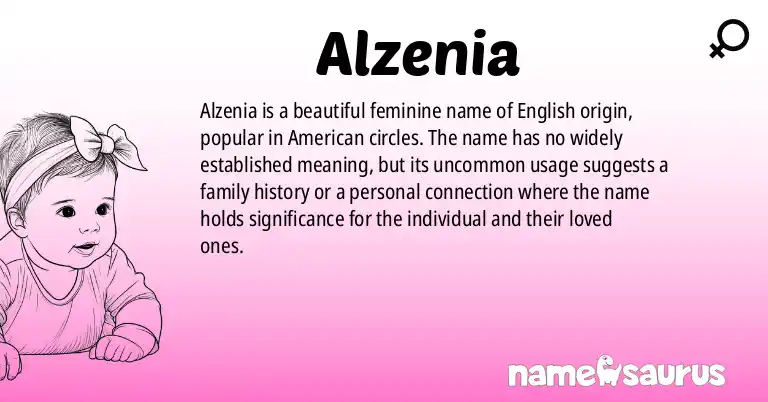 Infographic about Alzenia name meaning, Alzenia is a name from English (American) origin(s).
