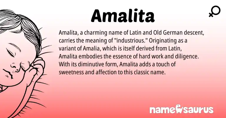 Infographic about Amalita name meaning, Amalita is a name from Old German, Latin origin(s).