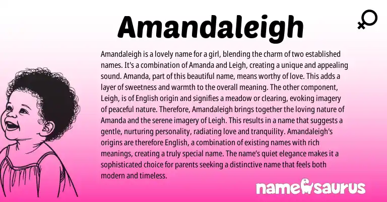 Infographic about Amandaleigh name meaning, Amandaleigh is a name from Latin origin(s).