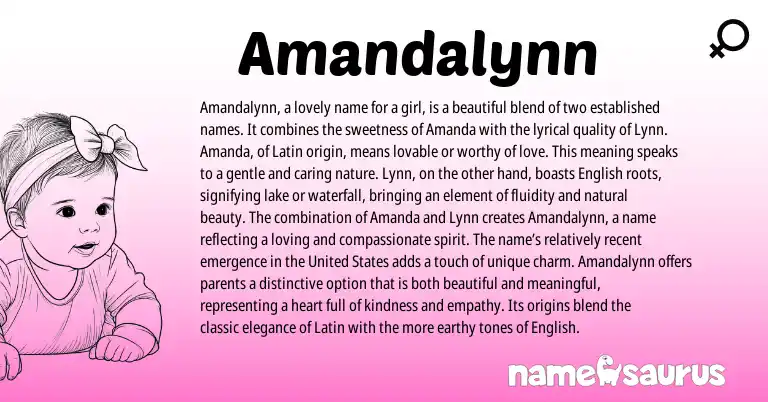 Infographic about Amandalynn name meaning, Amandalynn is a name from Latin, English origin(s).