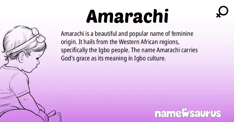 Infographic about Amarachi name meaning, Amarachi is a name from Western African, Igbo origin(s).