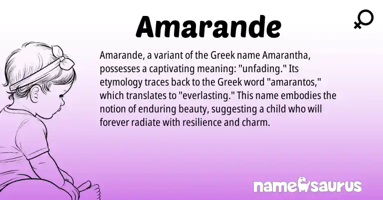 Infographic about Amarande name meaning, Amarande is a name from Greek origin(s).
