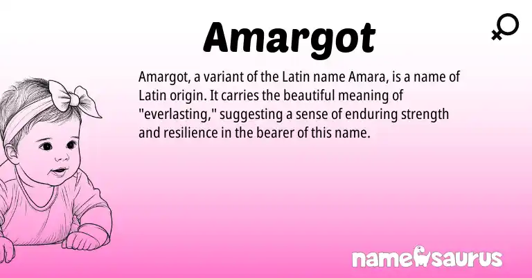 Infographic about Amargot name meaning, Amargot is a name from Amara, Latin origin(s).